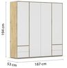Rauch Möbel Nabila, Drehtürenschrank, Kleiderschrank, Kleiderschränke, Garderobe, 4-türig, 4 Schubladen, Push-to-Open, Farbe Weiß/Eiche Artisan, Holz, 187 x 194 x 53 cm Bild 3