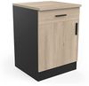 Demeyere Küchenunterschrank – 1 Tür & 1 Schublade – Origan, Kronberg/Mattschwarz, L 60 x P 60 x H 85 cm Bild 3