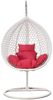 Luxus Hängesessel Style XXL Rattan Korb und Gestell Weiss mit Relaxkissen Pink Bild 2