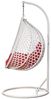 Luxus Hängesessel Style XXL Rattan Korb und Gestell Weiss mit Relaxkissen Pink Bild 3