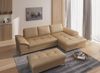 Cavadore Ecksofa Castiel mit Federkern / Eckcouch mit großem Longchair, Sitztiefenverstellung und mattschwarzen Metallfüßen / 301 x 89 x 176 / Echtleder, Beige Bild 2