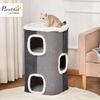 PawHut Kratztonne für Katzen 3 Ebenen Kletterbaum Spanplatte Polyester, (Katzenmöbel, 1-tlg, Kletterbaum), Grau+Weiß, 40 x 40 x 74 cm Bild 2