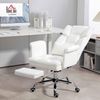 HOMCOM Schreibtischstuhl Ergonomisch Bürostuhl mit Liegefunktion, Lendenkissen (Computerstuhl, 1 St), für Home-Office, Kunstleder, Weiß Bild 2