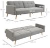 HOMCOM 2 in 1 Schlafsofa 205x88 cm Sofa mit Bettfunktion, Couch Leinenoptik, Verstellbarer Rückenlehne für Wohnzimmer, Schlafzimmer, Grau Bild 3
