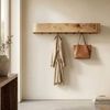 FINEBUY Wandgarderobe Garderobenpaneel 100cm Hängegarderobe Garderobe Flurgarderobe (Schönes Holzmöbel mit sieben Kleiderhaken), Rechteckiges Holzpaneel aus Akazie Massivholz Bild 2