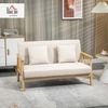 HOMCOM 2-Sitzer Couch mit 2 Lendenkissen, Gepolsterter Polstersofa, Sofa 1 Teile, für kleine Räume, Wohnzimmer, Schlafzimmer, Beige Bild 2