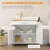 HOMCOM Servierwagen Küchenwagen mit Gewürzregal, Handtuchhalter, Arbeitsplatte, (Rollwagen, 1 St, Küchentrolley), für Wohnzimmer Esszimmer Weiß 109 x 40 x 89 cm Bild 3
