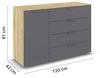 rauch Aditio Box, Kommode, 1-türig, 4 Schubladen, mit Softclose-Funktion, Farbe Grau metallic/Eiche Artisan, BxHxT 120x81x42cm Bild 3