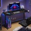 sogesfurniture Gaming Tisch T-Förmig, Großer Gaming Schreibtisch Computertisch Arbeitstisch mit Mausunterlage, Getränkehalter und Kopfhörerhaken, 160 x 70 x 75 cm, Schwarz BHEU-NE-1675 Bild 4