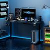 sogesfurniture Gaming Tisch T-Förmig, Großer Gaming Schreibtisch Computertisch Arbeitstisch mit Mausunterlage, Getränkehalter und Kopfhörerhaken, 160 x 70 x 75 cm, Schwarz BHEU-NE-1675 Bild 5