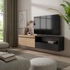 Skraut Home | TV-Schrank, Lowboard | für Wohnzimmer und Esszimmer | 200 x 45 x 35 cm | Für TV-Geräte bis zu 80" | Hängend | Moderner Stil | Eiche Schwarz Bild 2