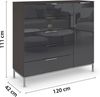 Rauch Möbel Flipp, Nachttisch für Schlafzimmer, Flur, Garderobe, 1-türig, 5 Schubladen, mit Softclose-Funktion, Griffe und Metallkufe Chrom, Farbe Glas Basalt, Schwarz, Breite 120 cm Bild 3