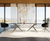 Esstisch Edge 300x100 Reliefglas Rauchschwarz 3D-Design Estelar rund Metall Effektfinish Titan Bild 3