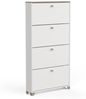 Demeyere Schuhschrank mit 4 Klappen – Dekor Eiche Kronberg und Weiß – zeitgenössischer Stil – für Eingangsbereiche – 80,8x17,8 B x T, Holzwerkstoff, braun, L 80,8 x P 17,8 x H 154,2 cm Bild 3