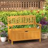 COSTWAY Gartenbank Holz mit Stauraum, Holzbank für 2-Sitzer bis 360kg belastbar, Balkonbank mit abnehmbarem Innensack, Sitzbank für Garten, Balkon, Terrasse, Teak Bild 2