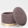 PLAYBOY - runder Pouf SUE" gepolsterter Sitzhocker mit Stauraum, Samtstoff in Rosa, goldener Metallfuss, Retro-Design" Bild 3