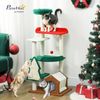 PawHut Kratzbaum in Weihnachtsfarben, 135 cm mit 6 Ebenen, Katzenhöhle, Spielball, für 1-2 Katzen bis 5 kg, Mehrfarbig Bild 2