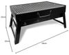 Maestro Klappbarer Koffer-Grill MR-1010 43x29x22 cm Holzkohle Schwarz Bild 3