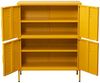 DRW Sideboard mit 4 Türen mit Lüftungsschlitzen aus Metall in Gelb 80 x 35 x 102 cm, Höhe: 15 cm, estandar Bild 2