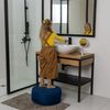 Bruni Pouf Sitzhocker L in Blaugrau – runder Sitzpouf, Indoor und Outdoor als Fußhocker, Yoga-Sitzkissen, Meditationskissen geeignet Bild 4