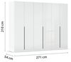 Rauch Möbel Alabama, Kleiderschrank, Garderobenschrank, 6-türig, Zubehör Basic, 3 Kleiderstangen, 3 Einlegeböden, Farbe Hochglanz Weiß/Weiß, Griff Grau metallic, 271 x 210 x 54 cm Bild 3