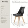 tectake Esszimmerstuhl Küchenstuhl Scandi-Design, gepolsterte Sitzfläche, 49 x 53 x 82 cm (Polsterstuhl Frederikke in schwarz, 6 St), ergonomische Form, massive Holzbeine, bodenschonende Filzgleiter Bild 3