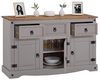 CARO-Möbel Sideboard Ramon im Mexiko Stil Kommode Kiefer massiv grau lasiert mit 3 Schubladen und 3 Türen Bild 5