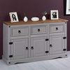 CARO-Möbel Sideboard Ramon im Mexiko Stil Kommode Kiefer massiv grau lasiert mit 3 Schubladen und 3 Türen Bild 2