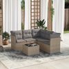 vidaXL 6-tlg. Garten-Sofagarnitur mit Kissen Beige Poly Rattan 3217629 Bild 2