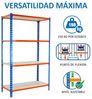 Simonrack Schwerlastregal, Lagerregal, 150 x 80 x 30 cm, Metallregal, Kellerregal, Biegestelle 150 kg, 4 Holzfachböden, Blau/Orange/Holz - Maderclick Bild 4