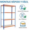 Simonrack Schwerlastregal, Lagerregal, 150 x 80 x 30 cm, Metallregal, Kellerregal, Biegestelle 150 kg, 4 Holzfachböden, Blau/Orange/Holz - Maderclick Bild 5