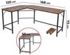 VENDOMNIA Eckschreibtisch Schreibtisch L Form - industrial Design, aus Metall (138x138 cm, mit mobiler Ablage, Schwarz Braun, Computertisch Bürotisch Arbeitstisch Home Office Büro Vintage Retro) Bild 3
