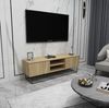 Hanah Home Industrial TV Stand with Iron Legs, 140 cm | 100% Melamine Coated Particle Board, 18 mm Thick | 2 Drawers, Multiple Shelves, Felt & Black Finish Bild 2