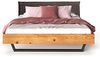 Möbel-Eins CURBY Kufenbett mit Polster-Kopfteil, Material Massivholz, rustikale Altholzoptik, Fichte, Kufen schwarz natur 180x200 cm Stoff Braun ohne Steppung Bild 3