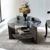 Dmora - Wohnzimmertisch Alnitak, Niedriger Wohnzimmertisch, Kaffeeregal, Couchtisch für Sofa, 75x75h40 cm, Anthrazit und Braun Bild 5
