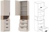 Marmex Möbel Grant Set-28C Jugendzimmer Komplett-Set 4-teilig mit Eckkleiderschrank, Standregal, Schreibtisch mit Aufsatz, Kinderzimmermöbel mit Schreibtisch, laminierte Spanplatte, graubeige cashmere+cremona torro 268/91x195x52,5cm Bild 4
