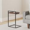 Zinus Ongii Nachttisch 40 x 61 x 36 cm - Metall und Holz Beistelltisch - Platte aus Roteiche - Dunkelbraun und Schwarz Bild 2
