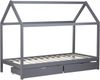 Hausbett 90x200 cm Grau mit Bettkasten und Lattenrost Bild 5