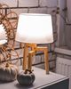 'Nalon' Tischlampe Weiß Holz 42 cm Stoffschirm Dreibeinig Kabel mit Schalter Landhausstil Bild 2