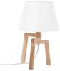 'Nalon' Tischlampe Weiß Holz 42 cm Stoffschirm Dreibeinig Kabel mit Schalter Landhausstil Bild 4