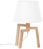 'Nalon' Tischlampe Weiß Holz 42 cm Stoffschirm Dreibeinig Kabel mit Schalter Landhausstil Bild 5