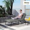 Outsunny Gartenliege Feldbett, Campingbett mit Seitentasche, Kopfkissen, Campingliege, 1 St, Klappbett, für Garten, Balkon, bis 120 kg, Grau Bild 2