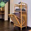 2-in-1 Standregal 2 Ablagefächer herausnehmbarer Korb Bambus Baumwolle Natur Bild 4