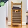 2-in-1 Standregal 2 Ablagefächer herausnehmbarer Korb Bambus Baumwolle Natur Bild 5