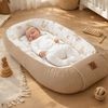 Babynestchen Neugeborene – Nestchen Baby aus Waffel Baumwolle & Baumwollstoff – Babynest für Babybett & Kinderbett – Baby Kokon Tragbar – OEKO-TEX zertifiziert – Zubehör für Babybett - Teddy und Braun Bild 2