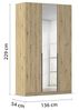 Rauch Möbel Alabama, Kleiderschrank, Garderobenschrank, 3-türig, Spiegel, Zubehör Basic, 2 Kleiderstangen, 4 Einlegeböden, Farbe Eiche Artisan, Holz, Griff Grau metallic, 136 x 229 x 54 cm Bild 3