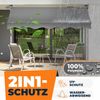 KESSER® Klemmmarkise mit Handkurbel & LED Lichterkette | Balkonmarkise ohne Bohren | Markise UV-beständig höhenverstellbar & wasserabweisend | Sonnenschutz für Balkon Terrasse & Garten Grau, 200cm Bild 4