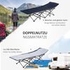 Outsunny Feldbett klappbares Klappbett (Campingbett mit Kopfkissen, Seitentasche, 1-St, Gästebett bis 150 kg belastbar) für Reisen, Outdoor, Oxford, Dunkelblau+Grau Bild 3