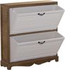 DRW Schuhschrank mit 2 Türen aus Paulownia-Holz in Natur und weiß 76 x 22 x 93 cm, bunt, Grande Bild 3