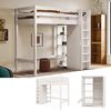 Odikalo Kinderbett Hochbett Einzelbett mit Kleiderschrank 6 Regalen 208*110*186 cm Weiß Bild 5